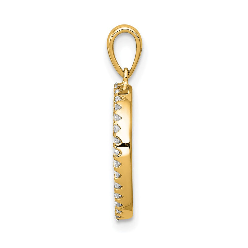 14K Yellow Gold Real Diamond Letter O Initial Pendant