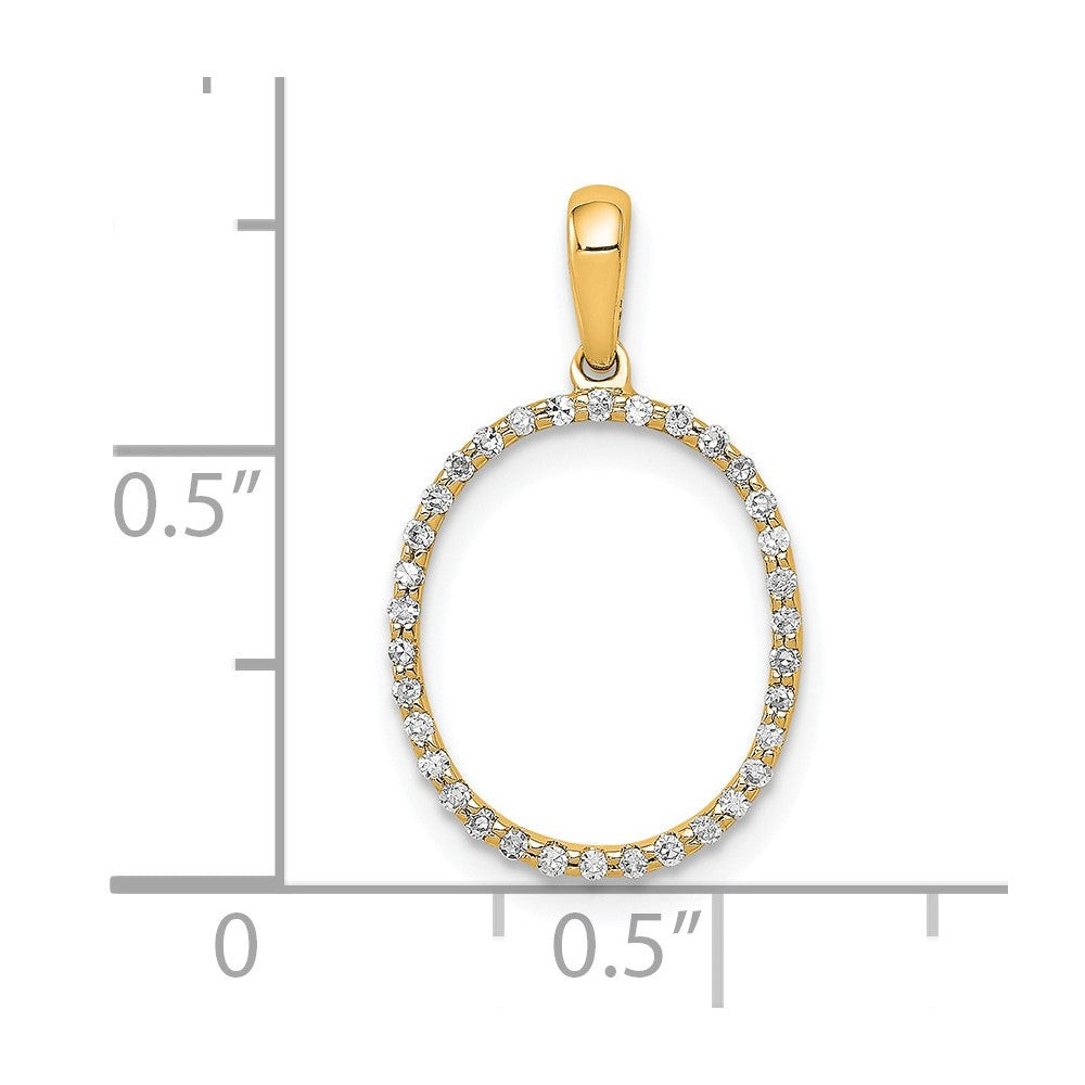 14K Yellow Gold Real Diamond Letter O Initial Pendant