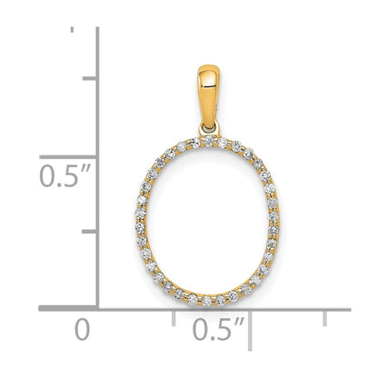 14K Yellow Gold Real Diamond Letter O Initial Pendant