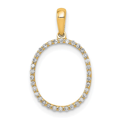 14K Yellow Gold Real Diamond Letter O Initial Pendant