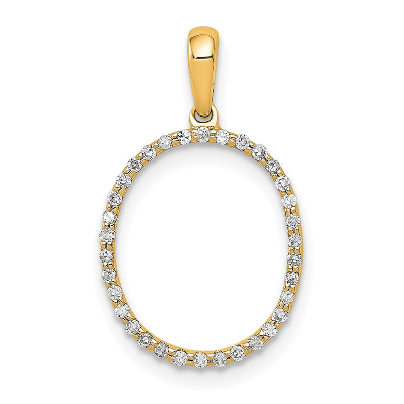 14K Yellow Gold Real Diamond Letter O Initial Pendant