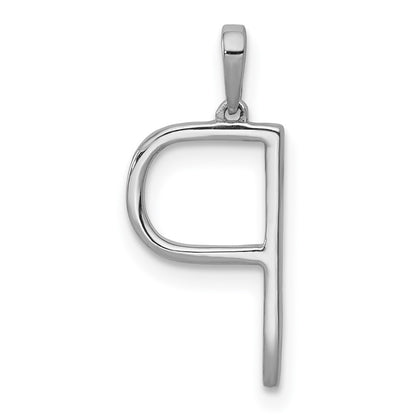 14K White Gold Real Diamond Letter P Initial Pendant