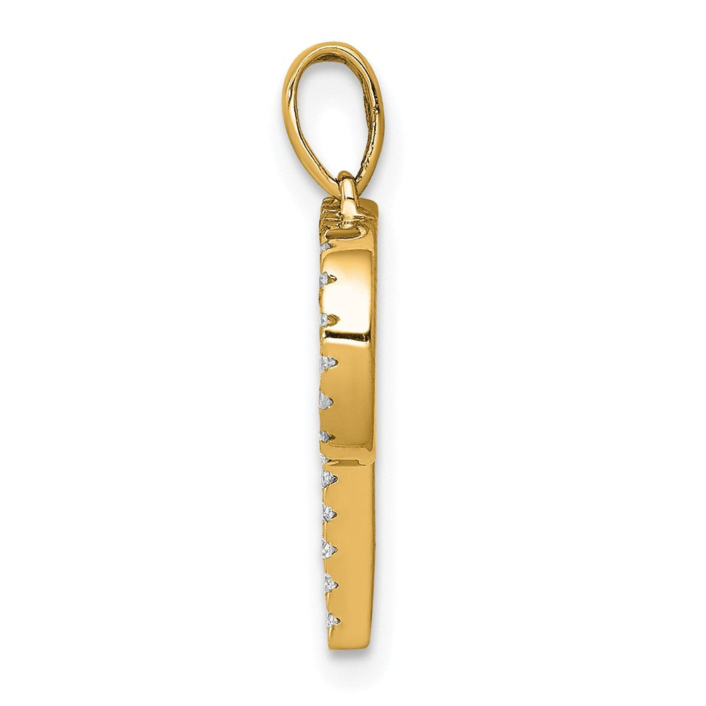 14K Yellow Gold Real Diamond Letter P Initial Pendant