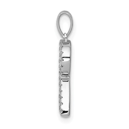 14K White Gold Real Diamond Letter R Initial Pendant
