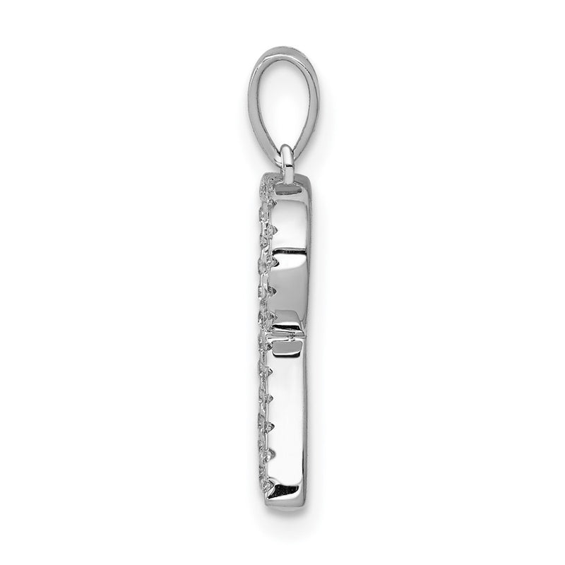 14K White Gold Real Diamond Letter R Initial Pendant