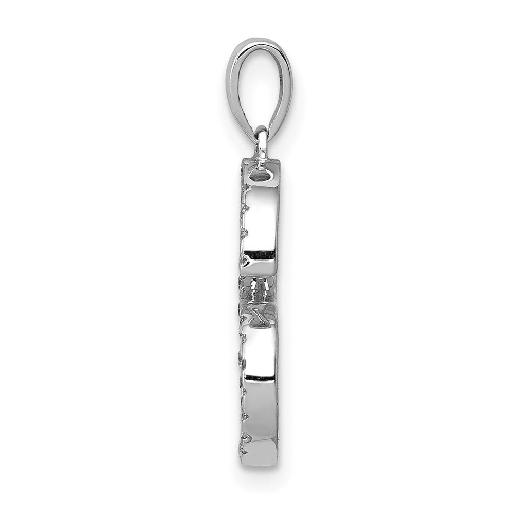14K White Gold Real Diamond Letter S Initial Pendant