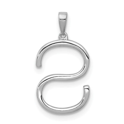 14K White Gold Real Diamond Letter S Initial Pendant