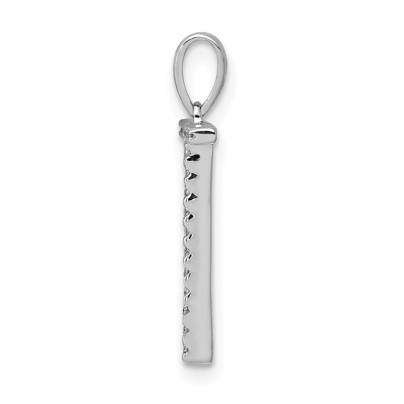 14K White Gold Real Diamond Letter T Initial Pendant