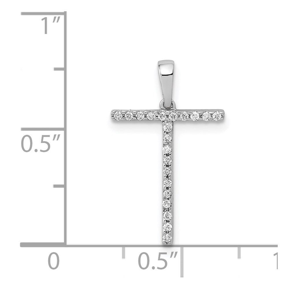 14K White Gold Real Diamond Letter T Initial Pendant