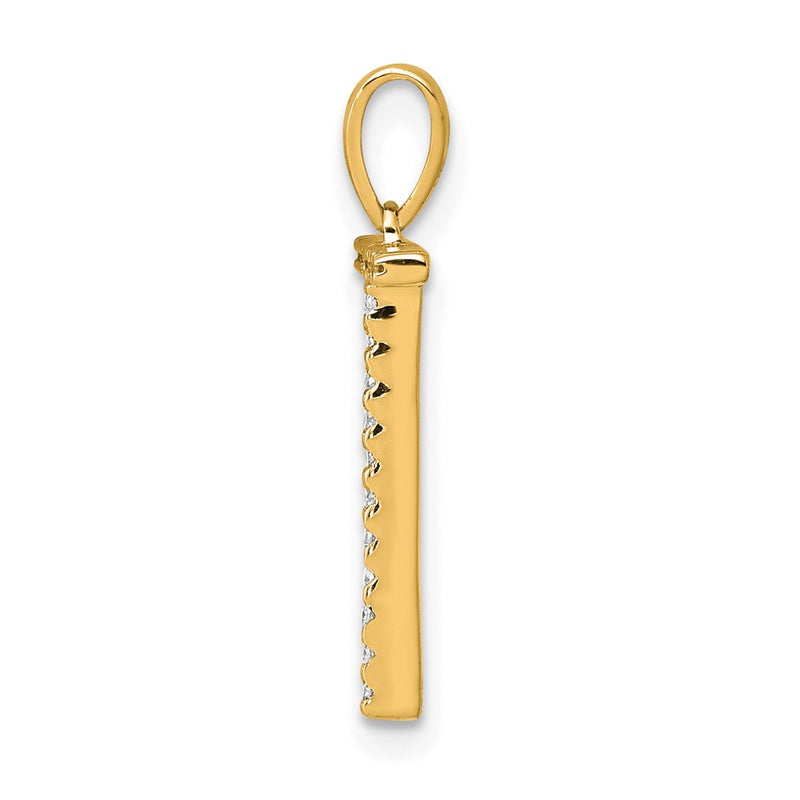 14K Yellow Gold Real Diamond Letter T Initial Pendant