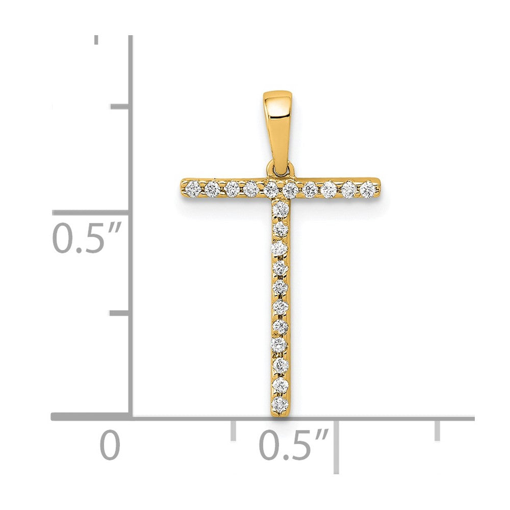 14K Yellow Gold Real Diamond Letter T Initial Pendant