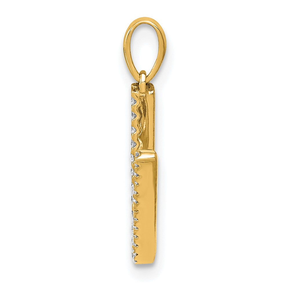 14K Yellow Gold Real Diamond Letter V Initial Pendant