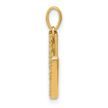 14K Yellow Gold Real Diamond Letter V Initial Pendant