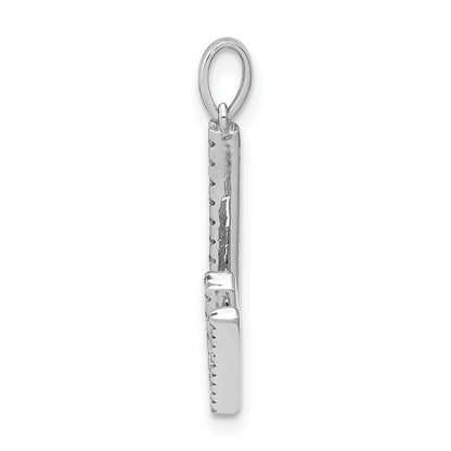 14K White Gold Real Diamond Letter W Initial Pendant