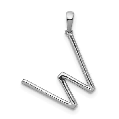 14K White Gold Real Diamond Letter W Initial Pendant