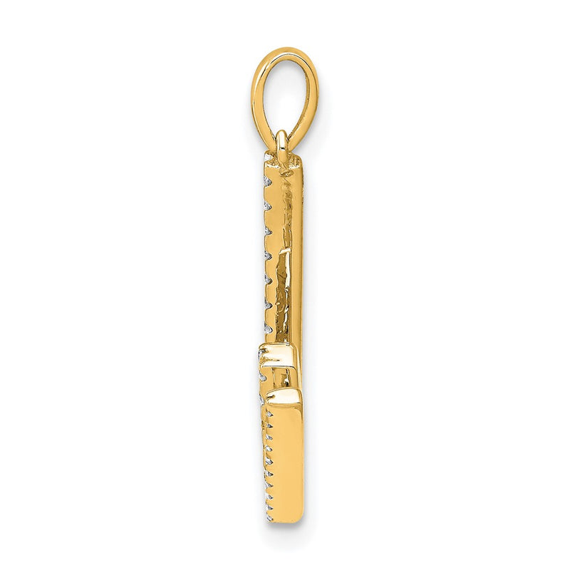 14K Yellow Gold Real Diamond Letter W Initial Pendant