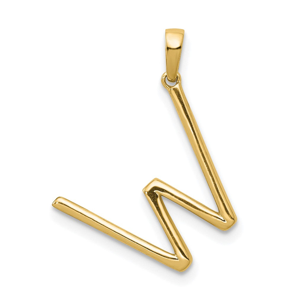 14K Yellow Gold Real Diamond Letter W Initial Pendant