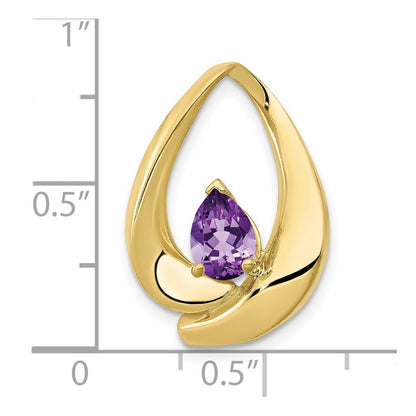 10K Yellow Gold 7x5mm Pear Amethyst Slide