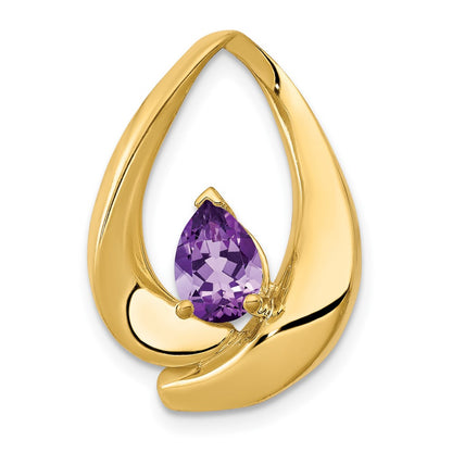 10K Yellow Gold 7x5mm Pear Amethyst Slide