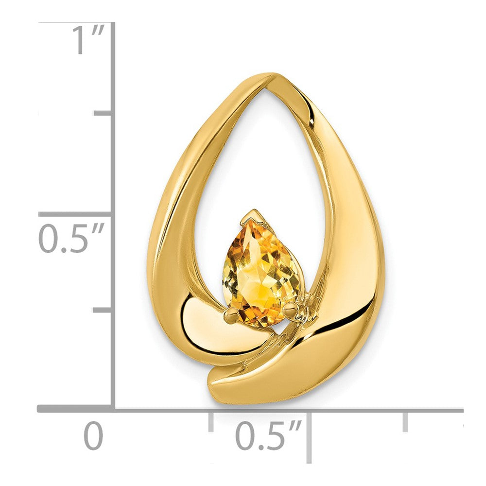 14K Yellow Gold 7x5mm Pear Citrine Slide