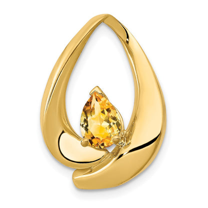 14K Yellow Gold 7x5mm Pear Citrine Slide