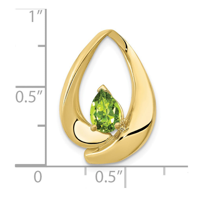 10K Yellow Gold 7x5mm Pear Peridot Slide