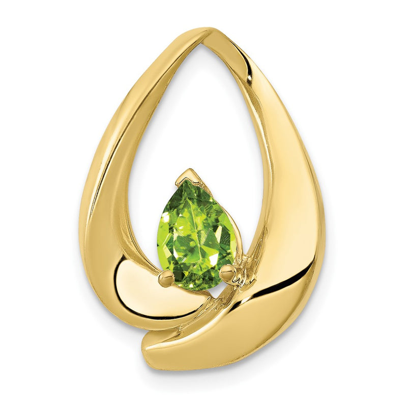 10K Yellow Gold 7x5mm Pear Peridot Slide