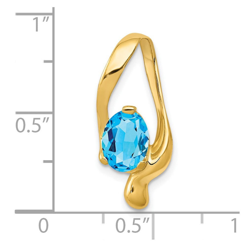 14K Yellow Gold 8x6mm Oval Blue Topaz Slide