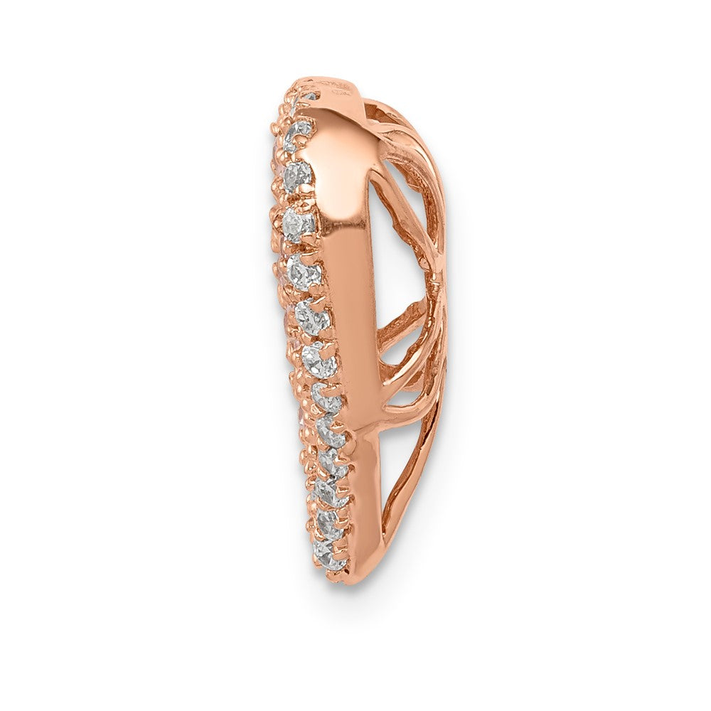 14k Rose Gold Real Diamond and Pink Sapphire Vintage Heart Chain Slide