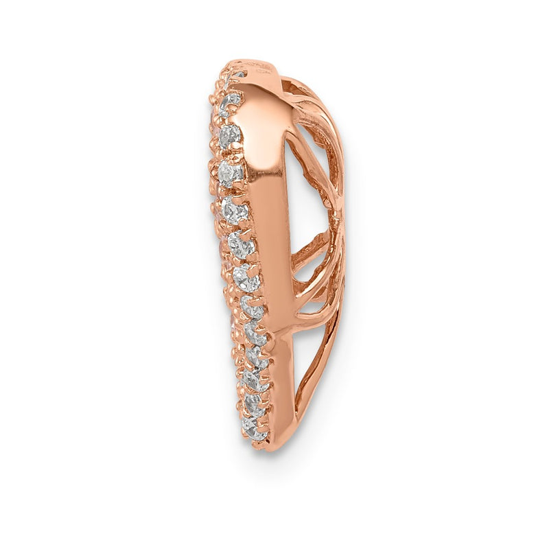 14k Rose Gold Real Diamond and Pink Sapphire Vintage Heart Chain Slide