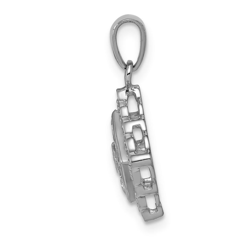 14k White Gold Real Diamond and .40 Pink Sapphire Pendant
