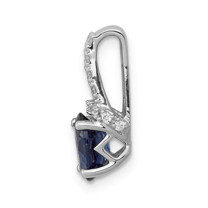14k White Gold 1/10ct. Real Diamond and Sapphire Pendant