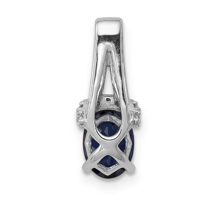 14k White Gold 1/10ct. Real Diamond and Sapphire Pendant