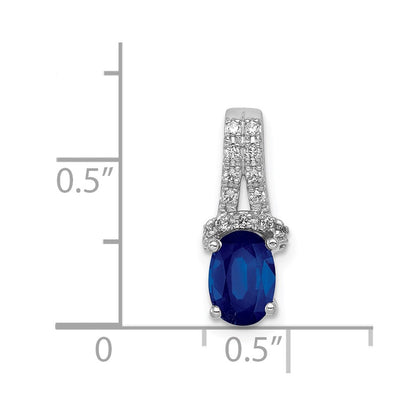 14k White Gold 1/10ct. Real Diamond and Sapphire Pendant