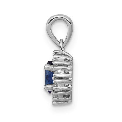 14k White Gold Real Diamond and .32 Sapphire Oval Halo Pendant