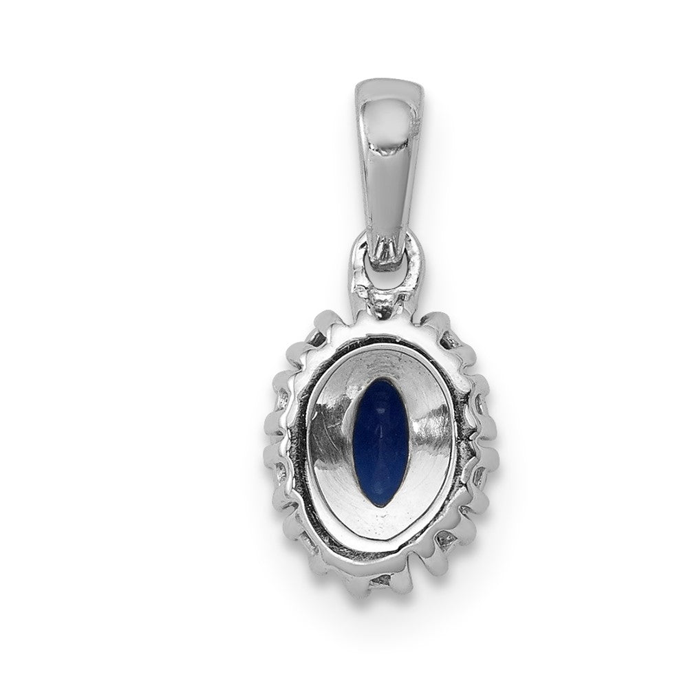 14k White Gold Real Diamond and .32 Sapphire Oval Halo Pendant