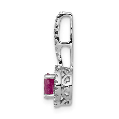 14k White Gold Real Diamond and .69 Ruby Halo Pendant