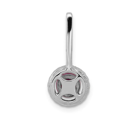 14k White Gold Real Diamond and .69 Ruby Halo Pendant