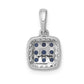 14k white gold real diamond and sapphire square halo pendant pm5258 sa 010 wa