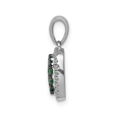 14k White Gold Real Diamond and .50 Emerald Square Halo Pendant