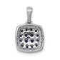 14k white gold real diamond and sapphire square halo pendant pm5259 sa 013 wa