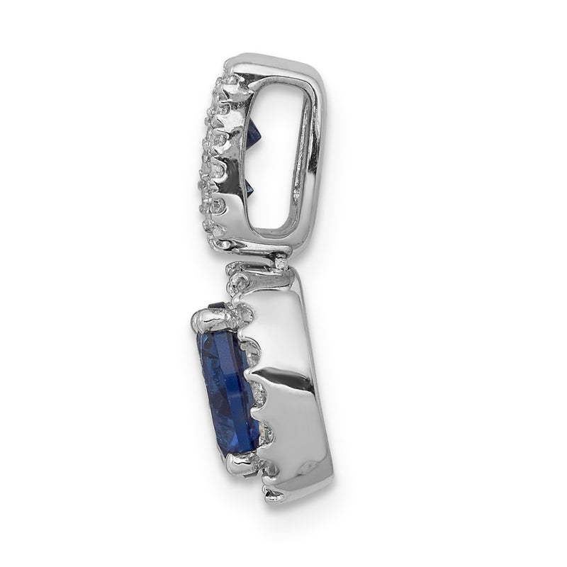 14k White Gold Real Diamond and 1.30 Oval Sapphire Halo Pendant