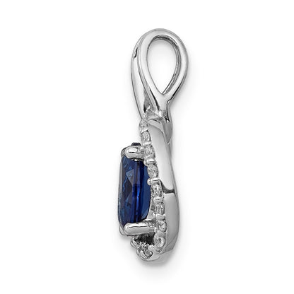 14k White Gold Real Diamond and .85 Sapphire Halo Pendant