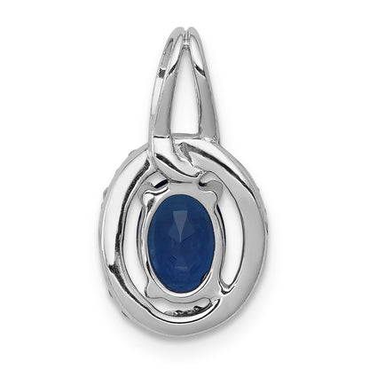 14k White Gold Real Diamond and .85 Sapphire Halo Pendant