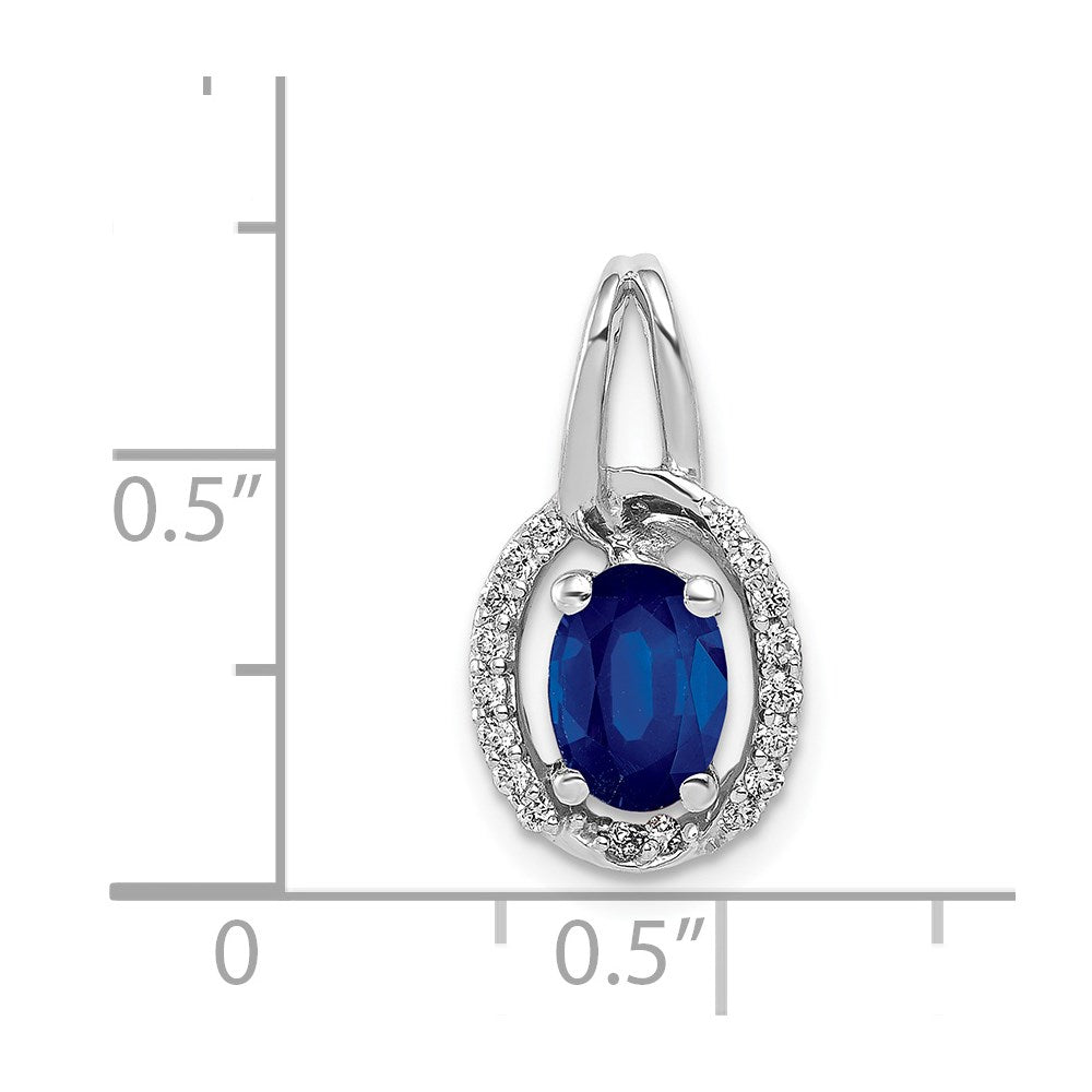 14k White Gold Real Diamond and .85 Sapphire Halo Pendant