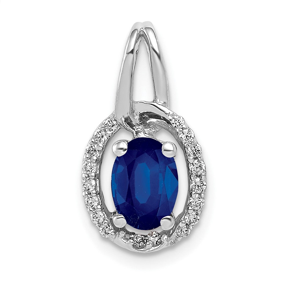 14k White Gold Real Diamond and .85 Sapphire Halo Pendant