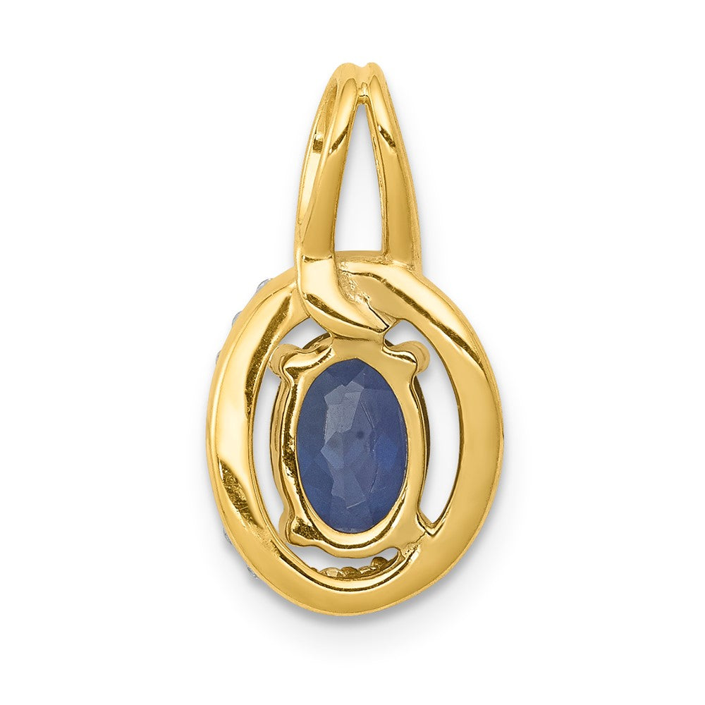 14K Yellow Gold Real Diamond and .85 Sapphire Halo Pendant