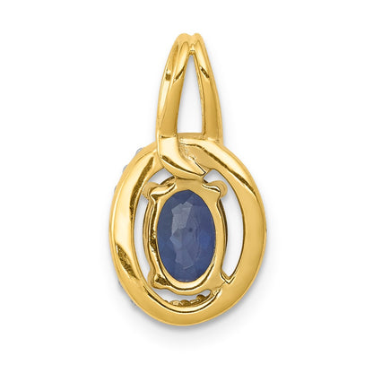 14K Yellow Gold Real Diamond and .85 Sapphire Halo Pendant