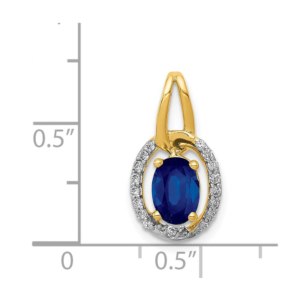 14K Yellow Gold Real Diamond and .85 Sapphire Halo Pendant