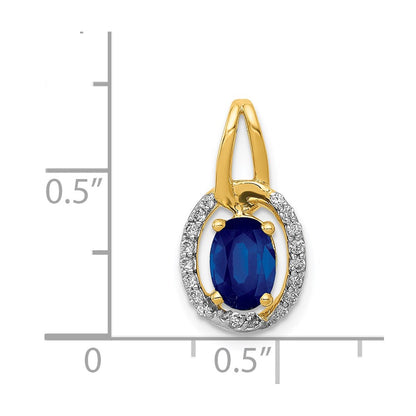 14K Yellow Gold Real Diamond and .85 Sapphire Halo Pendant